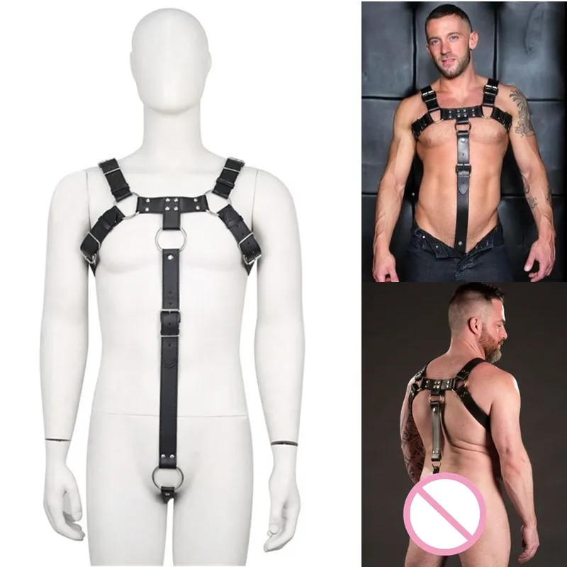 BDSM Gay Body Bondage Harness Men Fetish Leather Lingerie Sexual Chest Harness Belt Strap Punk Rave Gay Costumes for Adult Sex