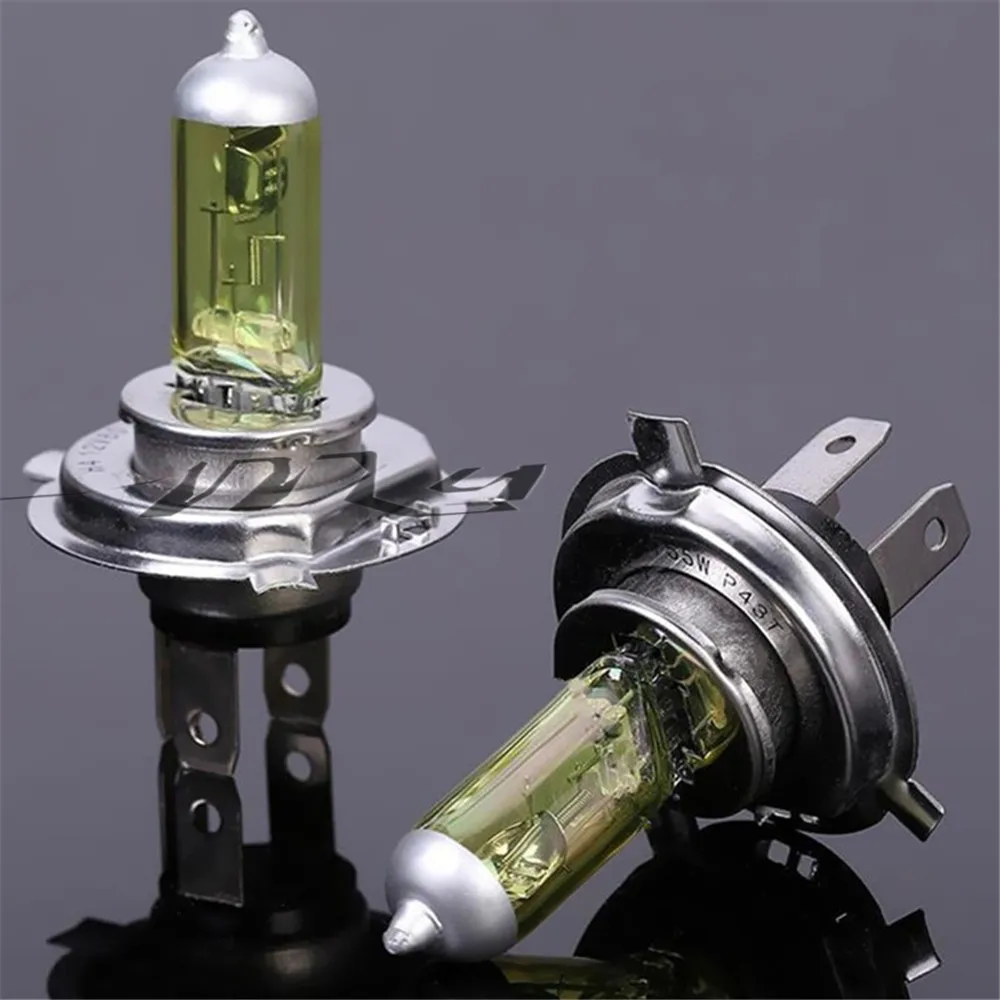 2pcs  H4 55W 12V Yellow Fog Lights Halogen Bulb High Power Headlight Lamp Car Light Source parking Head auto 60/55W 3000K