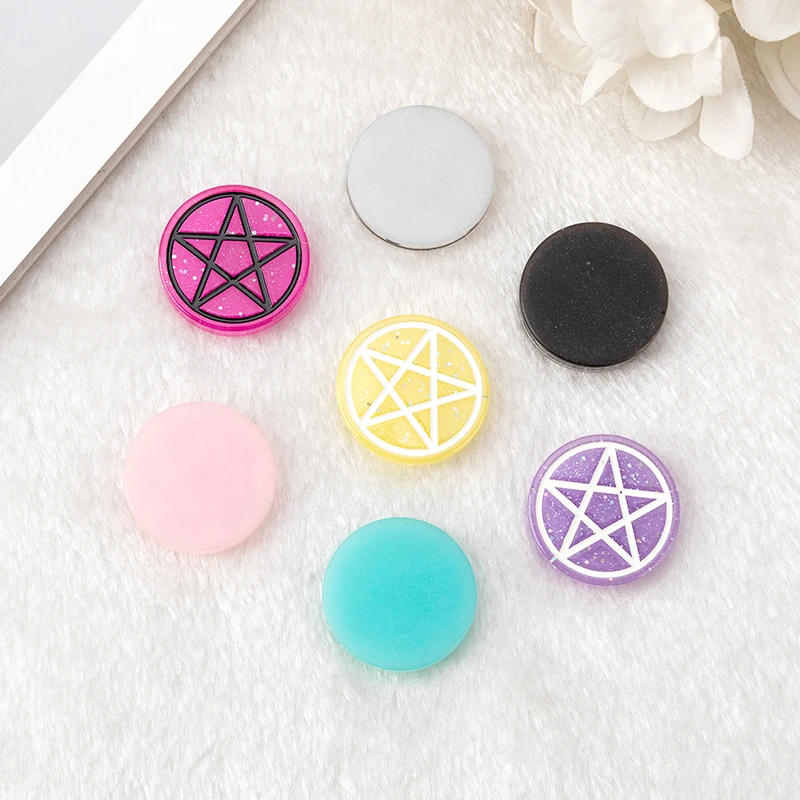 10Pcs Halloween Party Charms Punk Crafts Glitter Flatback Resin Star Moon Witches Jewelry Findings For Necklace Pendant