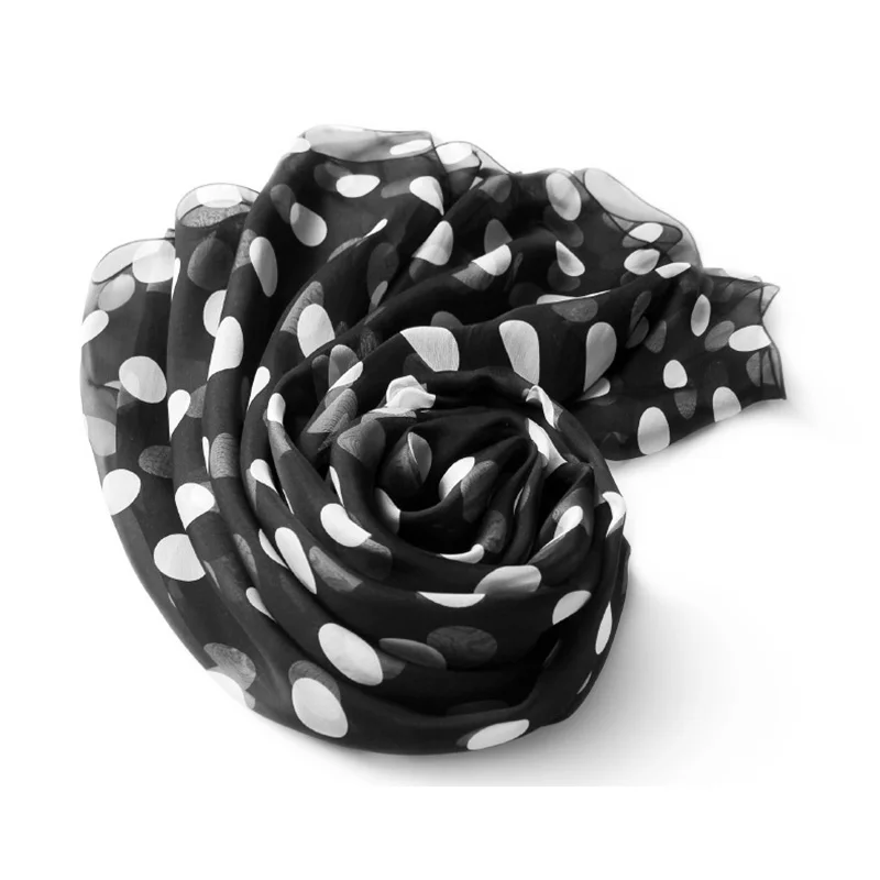 Summer Thin Sunscreen Polka Dot Long Oversized Chiffon Scarf Shawl Female Multifunction Soft Beach Towel Hijab Snood Kerchief M5 image 5
