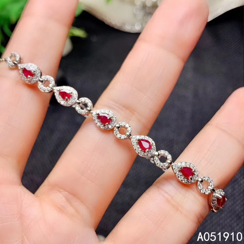 

KJJEAXCMY boutique jewelry 925 sterling silver inlaid natural ruby female bracelet support detection classic luxurious