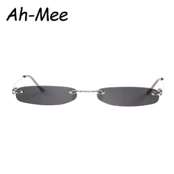 Małe okulary przeciwsłoneczne damskie męskie marka projektant Rimless wąskie okulary luksusowe trendy aluminiowe okulary przeciwsłoneczne Streetwear UV400