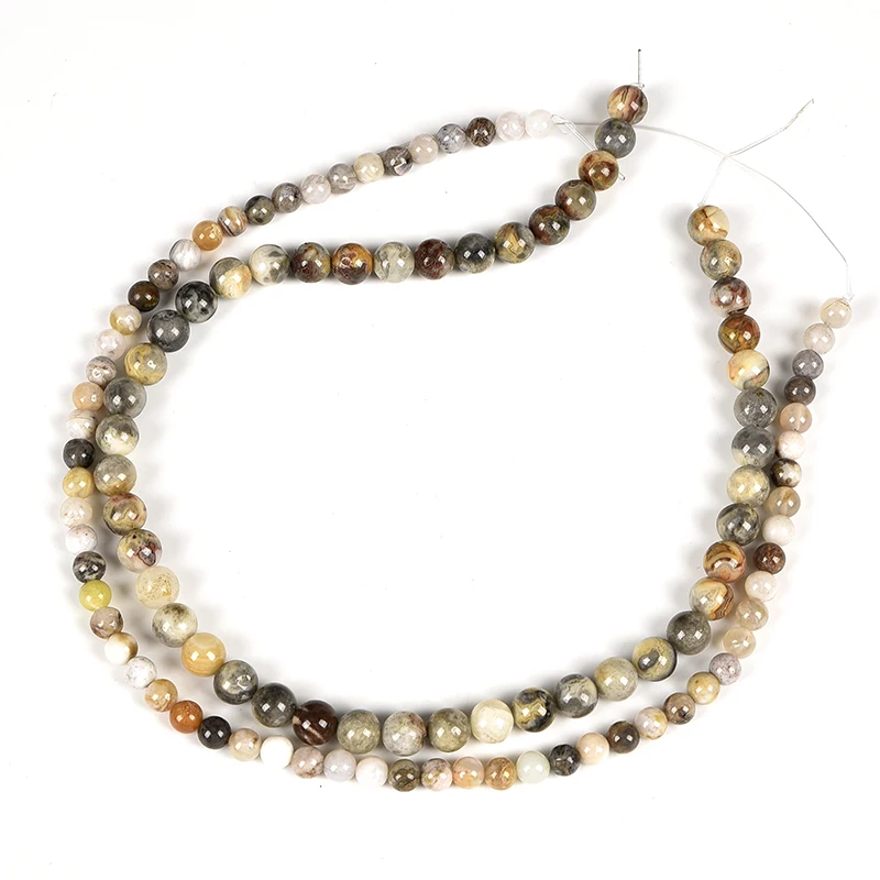 Factory wholes multicolor bamboo leaf agates natural stone jaspers onyx round loose spacers beads diy jewelry findings 15