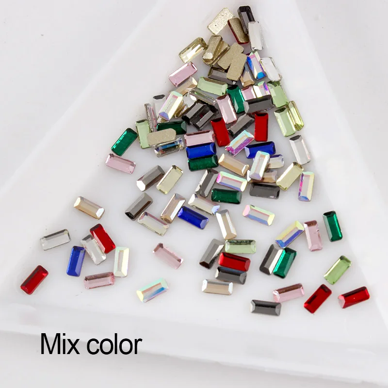 New Sale 3D Long Strip Nail Art Rhinestone Flatback Glass 1.9x4MM/2.5x5MM For DIY Nail Decoration