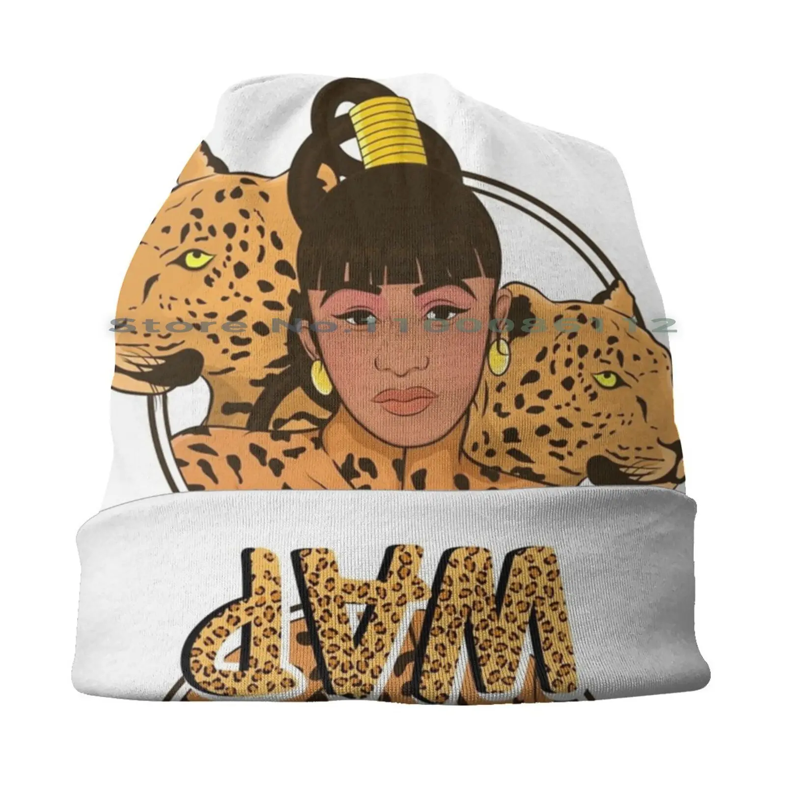 Wap Beanies Knit Hat Wap Wet Ass Pussy Cardi B Cheetah Wetasspussy Brimless Knitted Hat Skullcap Gift Casual Creative