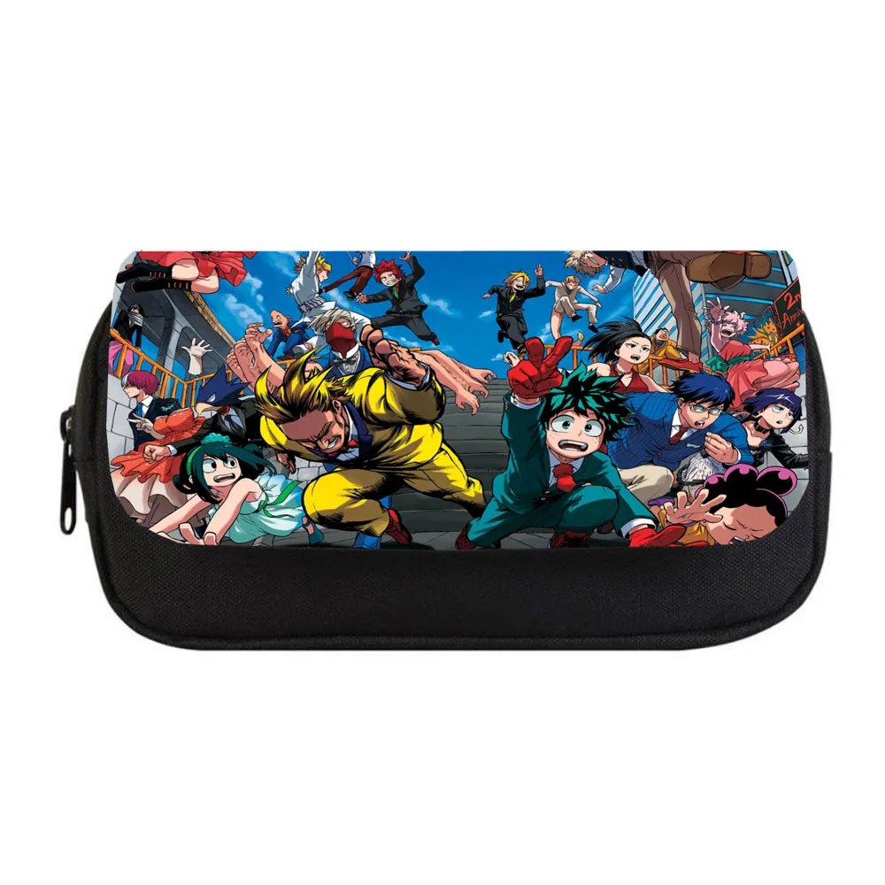 Sac à crayons Anime My Hero Academia pour femmes, trousse de maquillage pour enfants garçons filles, trousse à crayons pour étudiants, sac à main à Double fermeture éclair