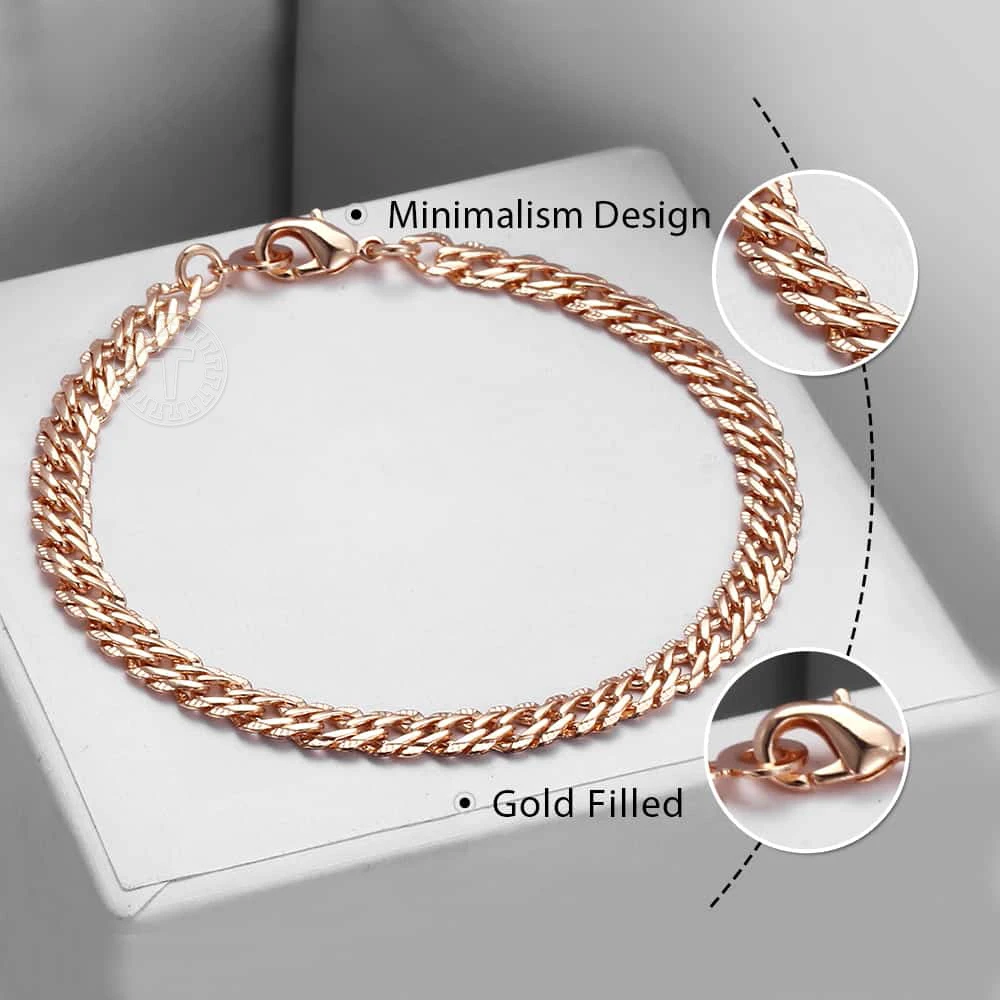 5mm Womens Mens Bracelet 585 Rose Gold Color Braided Weaving Bismark Hammered Venitian Link Chain Bracelet Fashion Jewelry DCB05