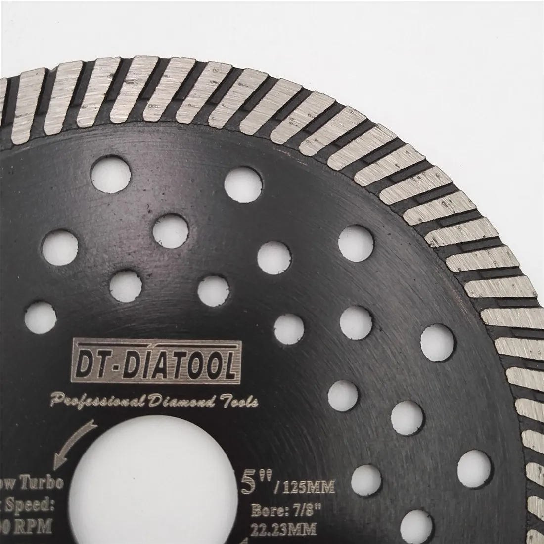 DT-DIATOOL 10pcs Diameter 125mm/5Inch Diamond Narrow Turbo Saw Blades With Multi Holes Core Marble Granite Cutting Discs
