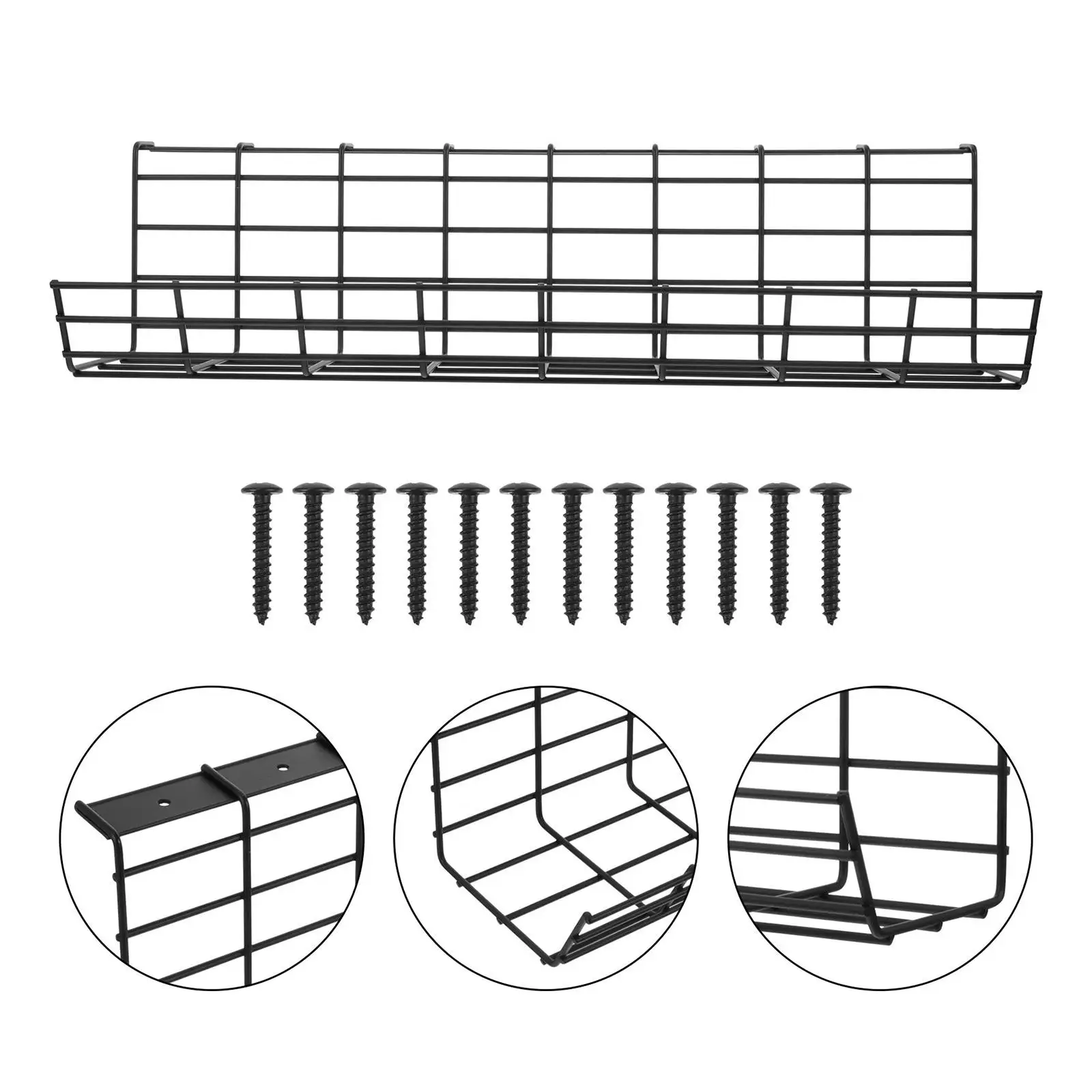 Under Desk Cable Management Tray with Screws Rack Cable Tray Basket for Home Kitchens Wire Management