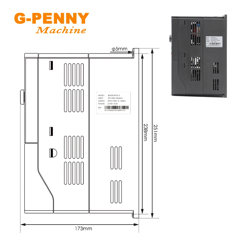 3.7KW FuLing BD600 Inverter 220v/380v Variable frequency Drive 3 phase Output Motor Speed Control 0-1000Hz vector control