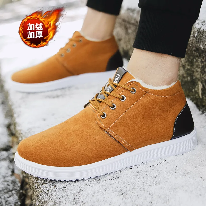 Winter Warm Ankle Boots High Top Men Casual Shoes Cotton Plush Snow Boots Pop Arrival Flock Lace Up Mans Footwear Soft Tyh