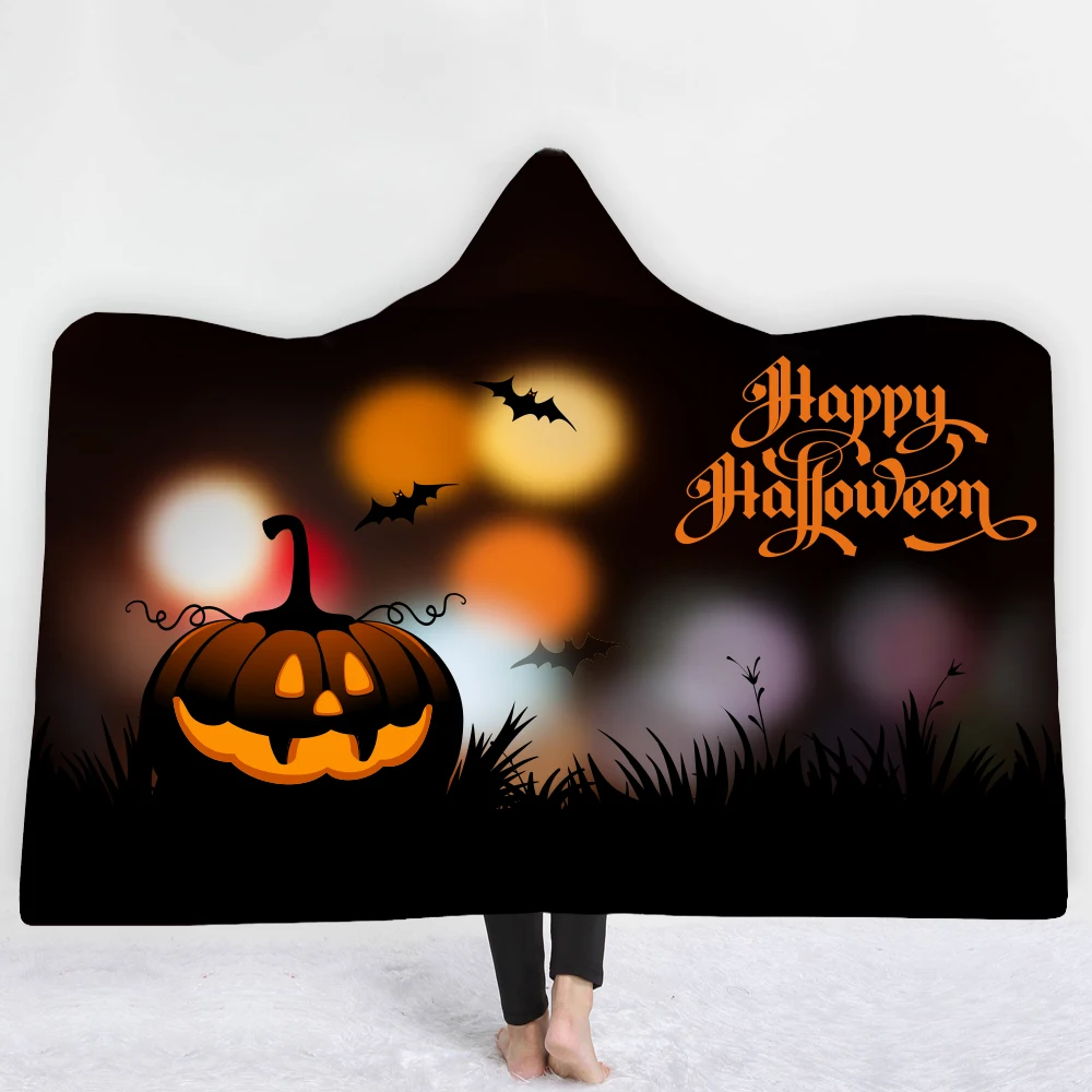 New Halloween Hooded Blanket Animal Wearable Throw Blanket Warmth Soft Air Condition Car Blanket Hood Comfort Kids Blankets