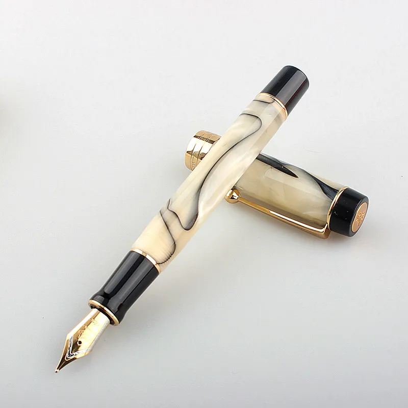 Jinhao Centennial 100 Fountain Pen 18KGP Golden Plated M Nib 0.7mm Acrylic Ink Pen With Ball Clip