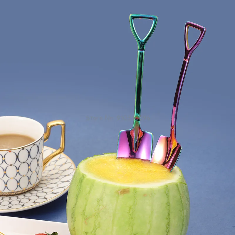 304 stainless steel creative retro shovel coffee spoon dessert watermelon spoon ice cream spoon Kitchen Gadget ложка лопата