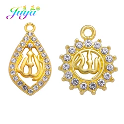 Juya 10 개/몫 DIY 종교 이슬람 무슬림 쥬얼리 액세서리 만들기 골드/실버 컬러 초승달 알라 매력 펜던트 용품