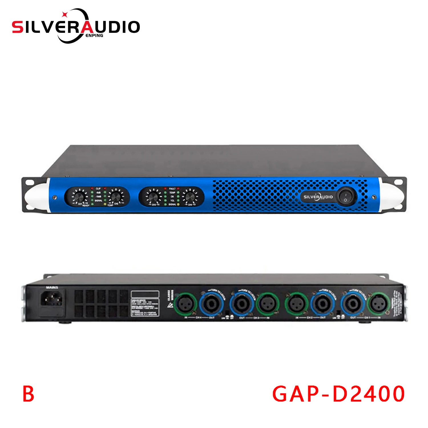 GAP-D2400 amplifier digital, pengeras suara KTV profesional 4 saluran 600W * 4 panggung kinerja tinggi
