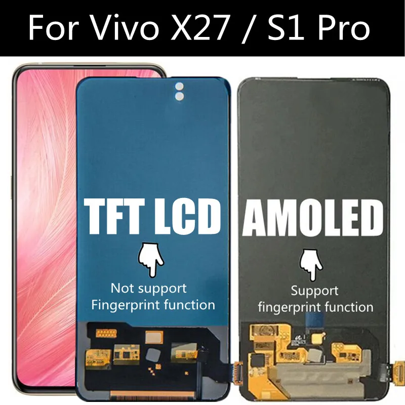 6.39\'\' LCD For Vivo X27 V1829 LCD Display Touch Screen Digitizer Assembly Replacement for phone VIVO S1 PRO V1832 LCD Display