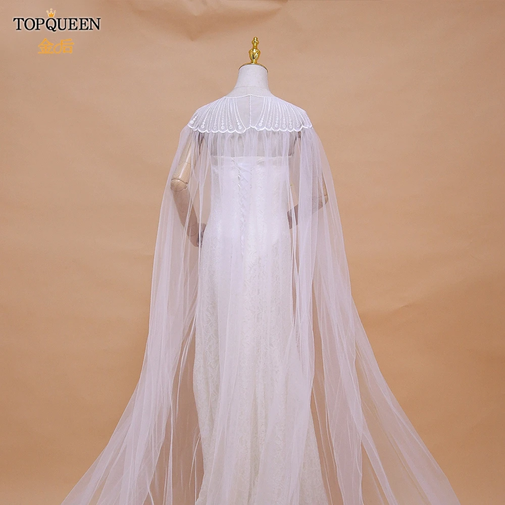 TOPQUEEN G24 Bridal Shawl for Wedding Dress Party Shawl for Wedding Woman Tulle Wedding DIY Bolero Plus Size Wedding Chiffon