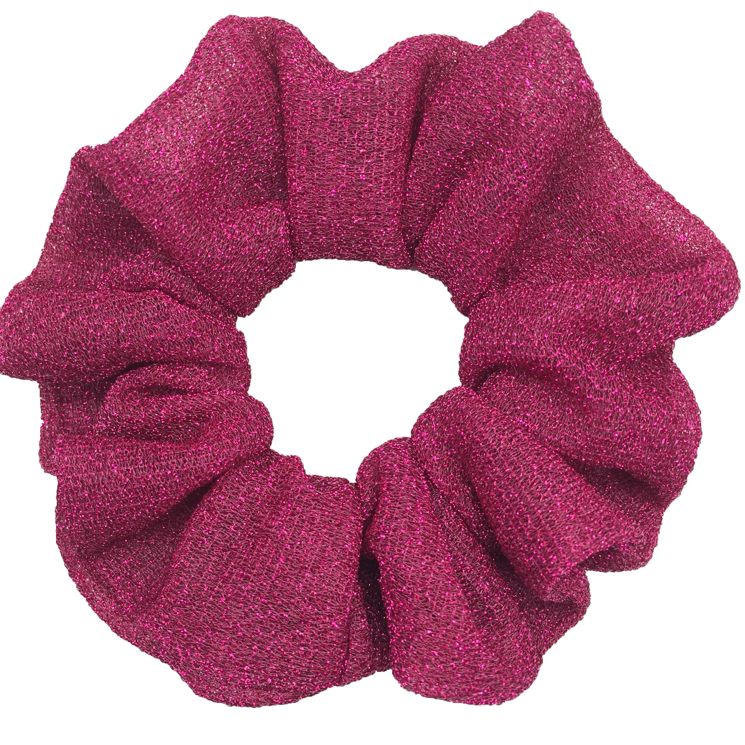 Glitter metalic cabelo scrunchies elástico rabo de cavalo titular para feminino & menina moda cetim chiffon gravata accessoires veludo headwear