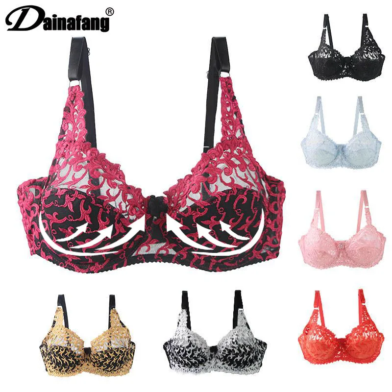 DaiNaFang Plus Size Bras Sexy Thin Thick Bralette Crop Top Underwear Push Up Strapless Lace Female CD Cup Big Lingerie