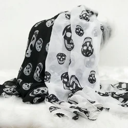 Chiffon Printed Scarf Skull Pattern 2020 Women Street Style Halloween Decoration All-match High Quality Accessories Shawls