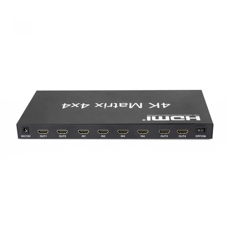 4k @ 60hz hdmi 2.0 matriz 4x4 hdmi switcher (rgb/yuv 4:4:4) interruptor divisor 4 em 4 fora controle através rs232 ou ir remoto