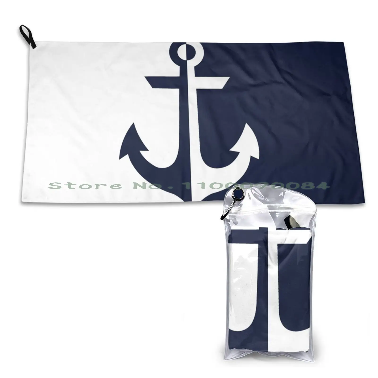 White And Navy Blue Anchor Quick Dry Towel Gym Sports Bath Portable Litecoin Logo Cryptocurrency Blockchain Decentralization