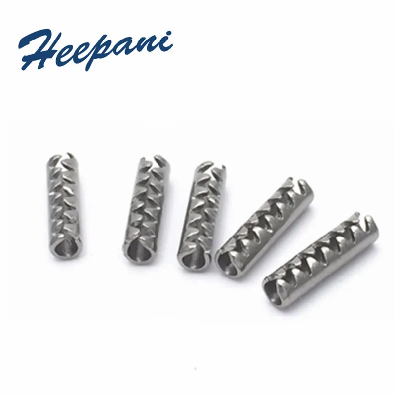 100pcs 304 Stainless Steel M1.0 / M1.2 / M1.4 / M1.5 / M1.6 Toothed Elastic Cylindrical Pins JISB 2808 Slotted Spring Round Pins