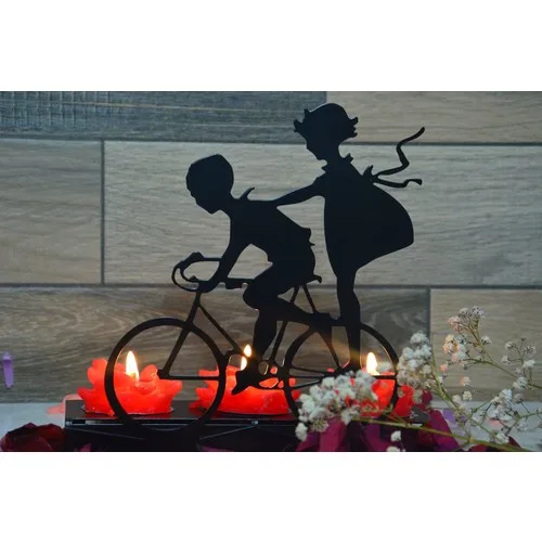 Pnr Decor Trıple Bıcycle Chıldren Metal Candle Holder Candlestick