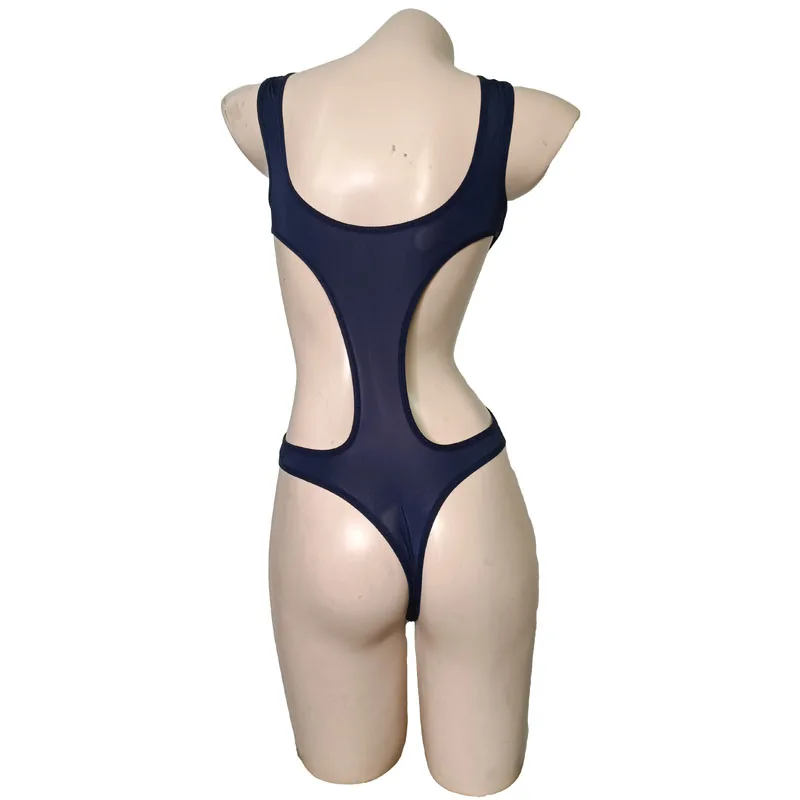 Woman Hollow Out One Piece Bikini Swimsuit High Cut Skinny Leotard Open Breast Teddy Bodysuit Lingerie