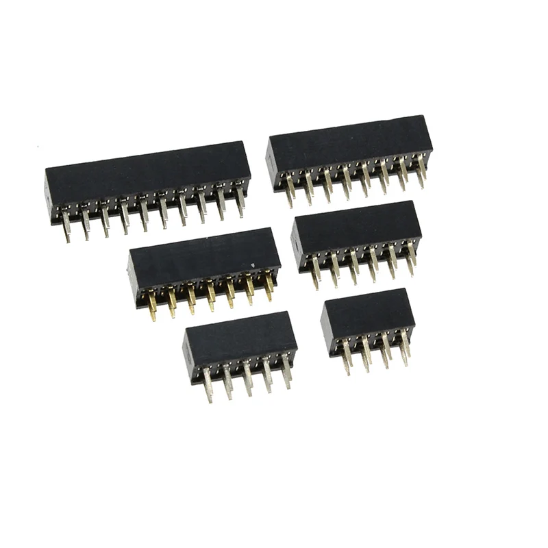 2.54Mm Dubbele Rij Vrouwelijke 2 ~ 40P Pcb Socket Board Pin Header Connector Strip Pinheader 2/3/4/6/10/12/14/16/20/40Pin Voor Arduino