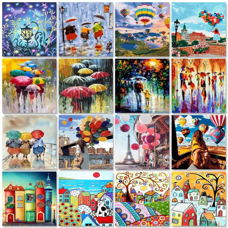 

PhotoCustom 40x50cm Paint By Numbers Abstract Scenery Oil Painting By Numbers On Canvas Landscape Frameless DIY Home Decor