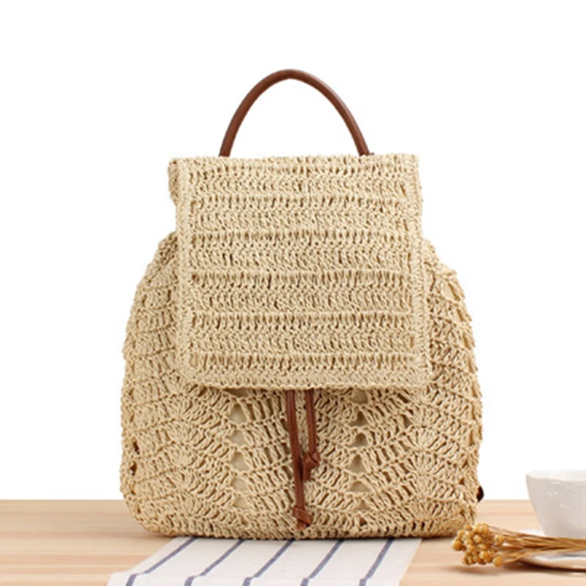 British style new crochet woven bag shoulder straw woven bag leisure beach holiday bag paper female bag