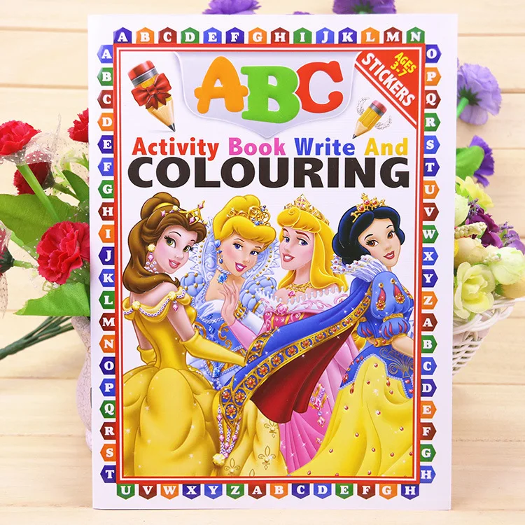 Libro di pittura principessa Disney puzzle per bambini libro di graffiti per l\'educazione precoce divertente libro da colorare regalo di