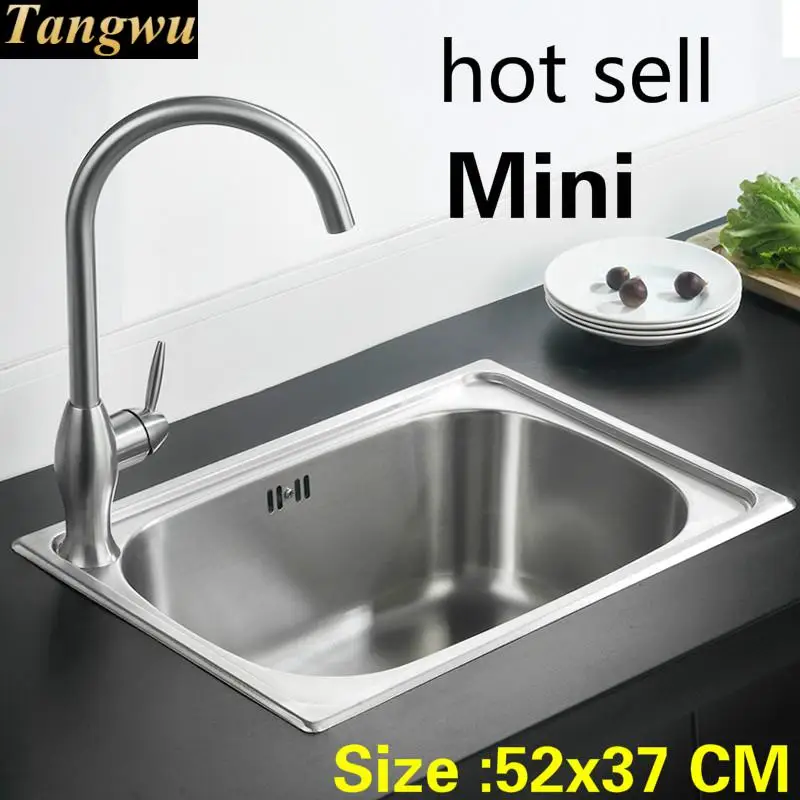 

Free shipping Apartment luxurious vogue mini kitchen single trough sink 304 stainless steel hot sell 52x37 CM