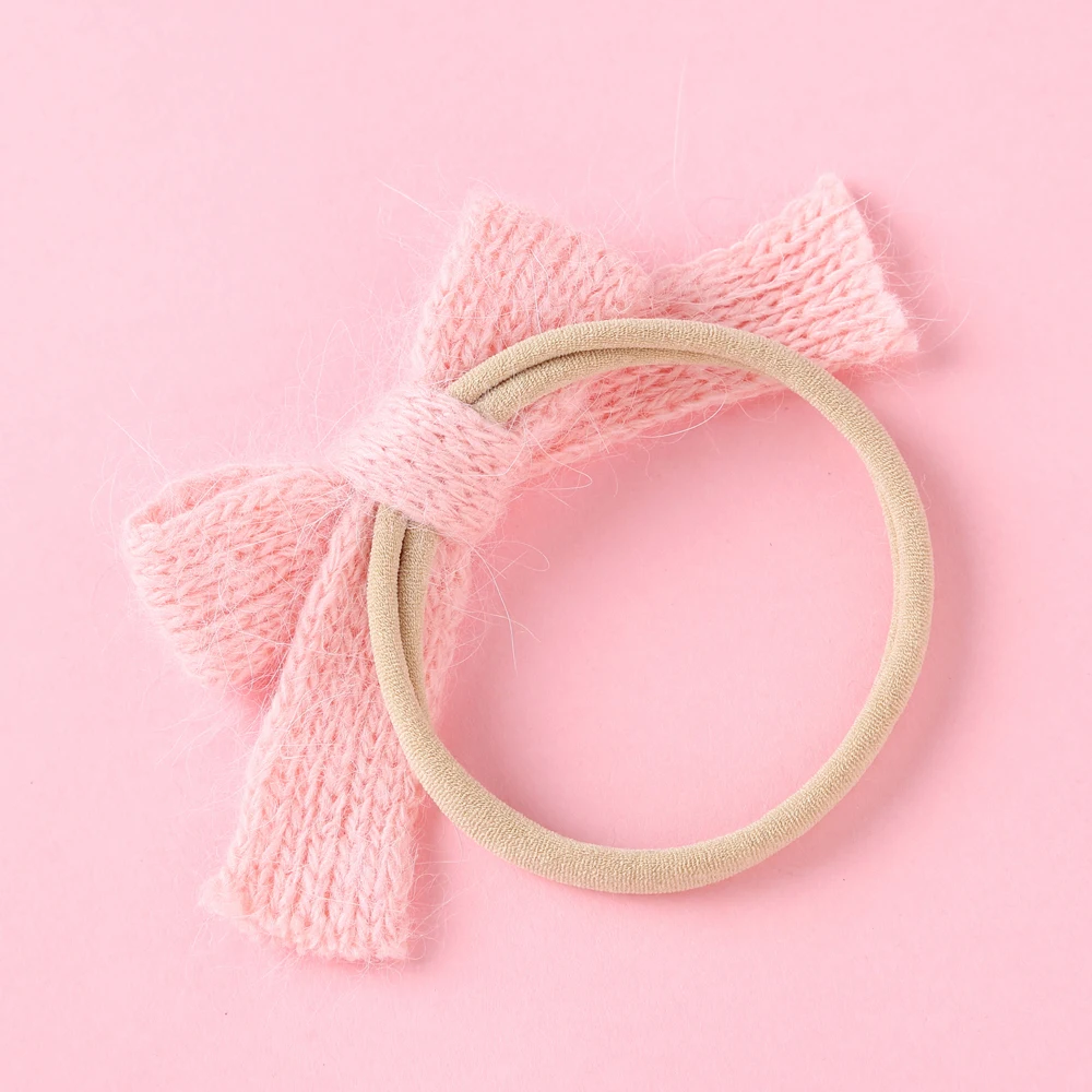 Nylon Elastic Hair Bands for Baby Girls knit Solid Bowknot Headbands for Girls Cute Toddler Hair Accessories 2024 New Year Gifts