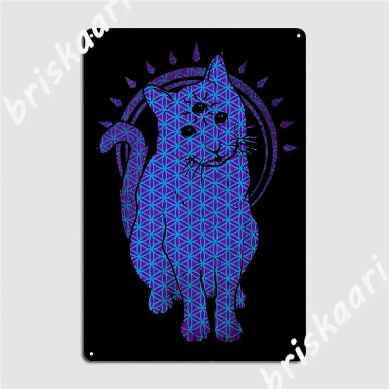 A Funky Feline Design With Mystical Vibes Enigmatic Poster Metal Plaque Cave Pub Wall Cave Designing Plaques Tin Sign Posters