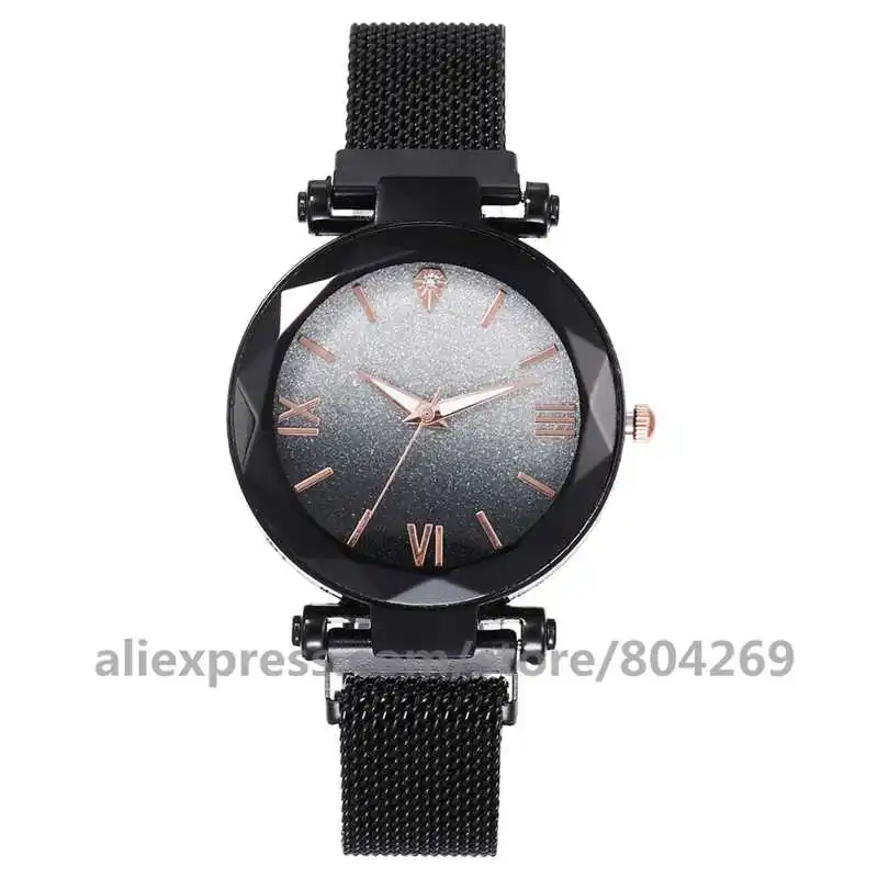 

Wholesale Fashion Gradient Color Watches For Women Mesh Magnet Buckle Starry Quartz Watch Casual Women Quartz Wrist Watch