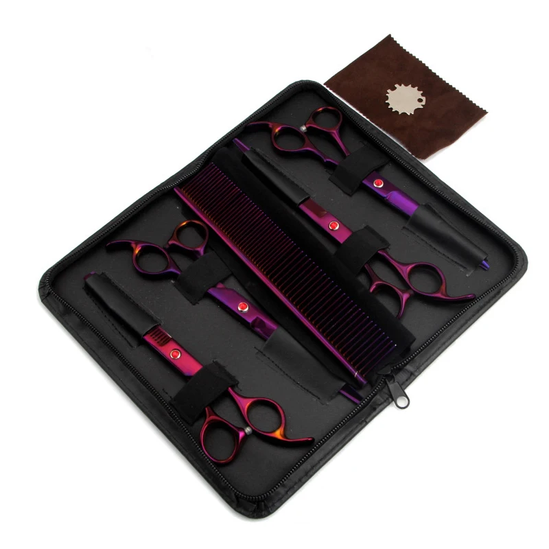 7.0 Inch Colorful Scissors Professional Steel Pets Thinning / Straight Shears Animal Cutting