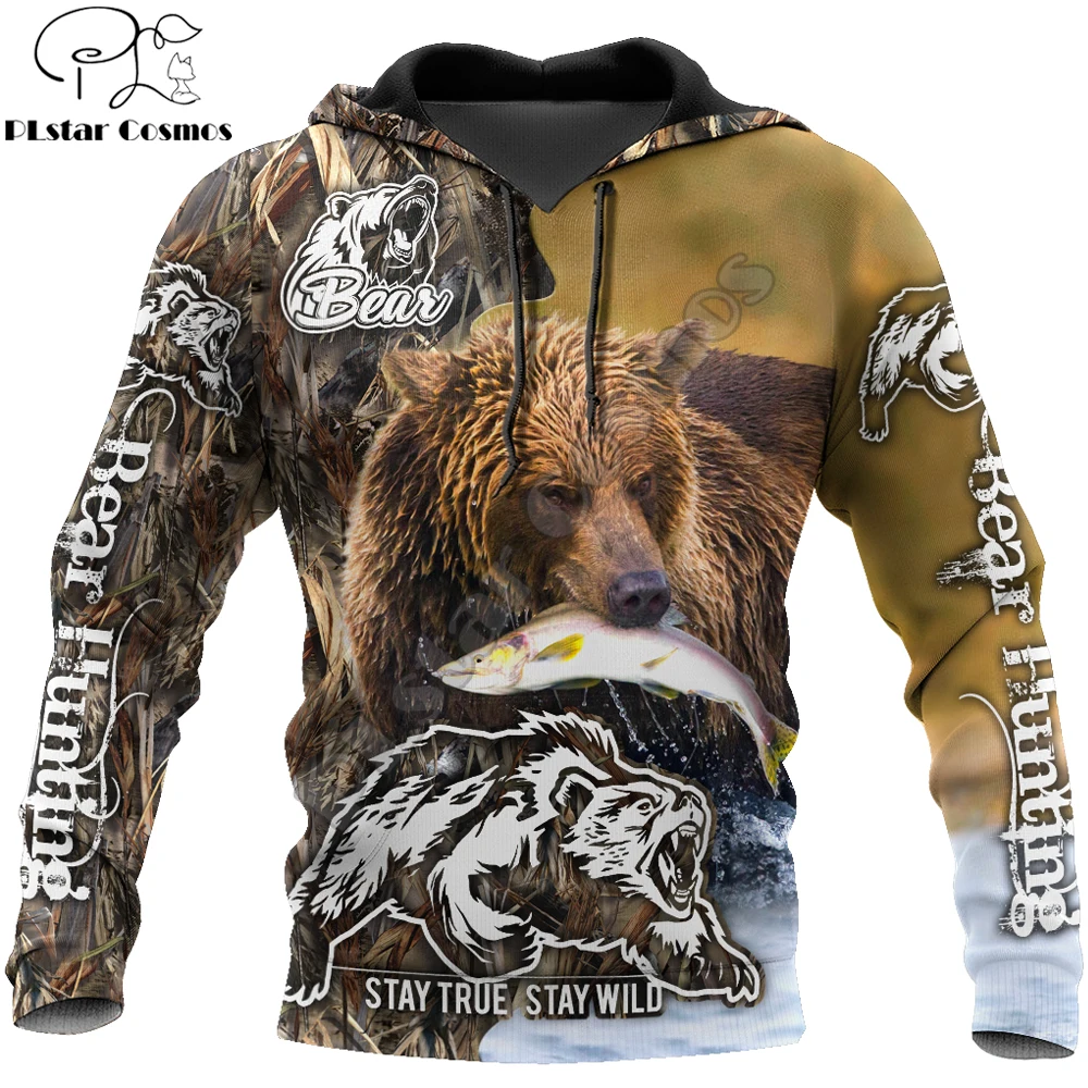 Predatory bears camo 3D All Over Printed Men Hoodies Sweatshirt Unisex Streetwear Zip Pullover Casual Jacket Tracksuits KJ0208