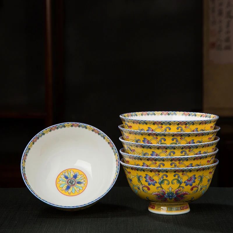 Jingdezhen-ceramic bowl, Chinese tableware, bone china rice bowl, handmade, beautiful flower pattern, porcelain bowl gift