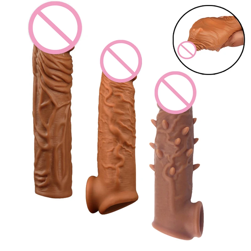 Reusable Penis Extender Penis Sleeve Male Big Cock Enlargement Penis Barbed Condoms for Men Sex Dildo Enhancer Delay Ejaculation