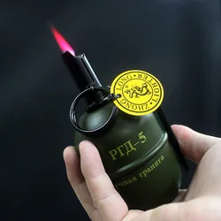 Direct Injection Lighter Military Grenade Lighter Windproof Gas Igniter, with Ashtray Desktop Decoration Cigarette Gift