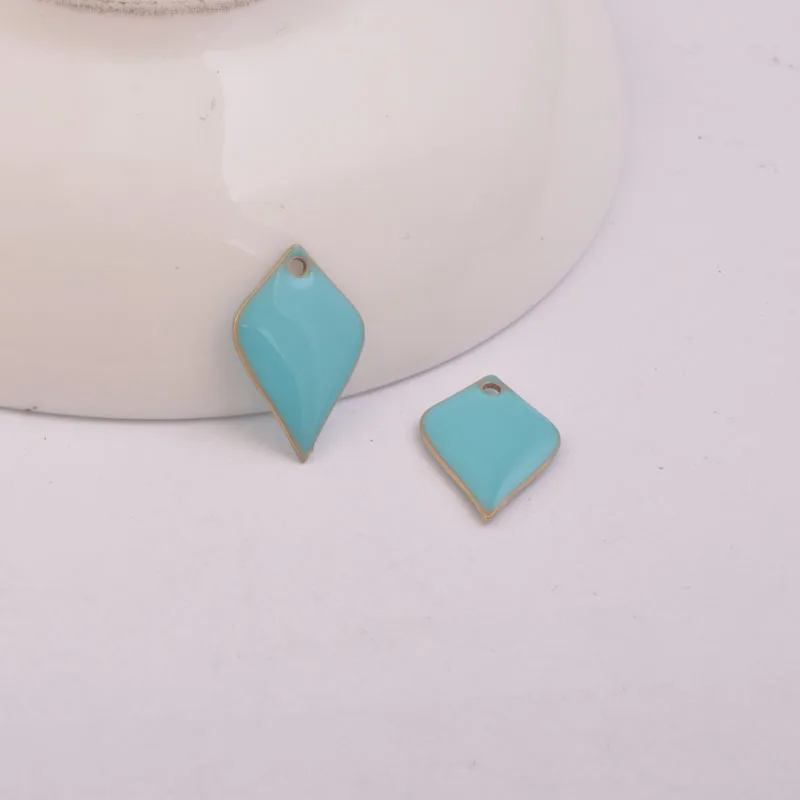30 Stück 12*18mm Emaille-Doppelseitige Anhänger Kupfer Schwarz Armeegrün Charm DIY Ohrring Schmuckzubehör – Detail 7