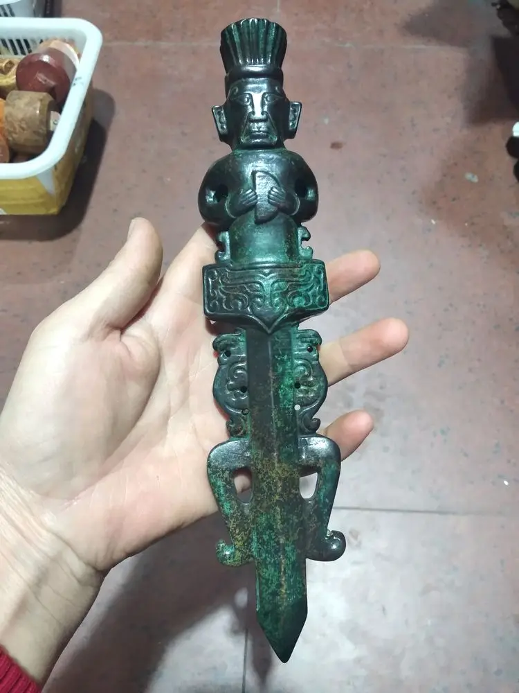 

Vintage Jade make Buddhist Phurpa Dorje Phurba Kapala Wand drive out evil spirits Tool Talisman