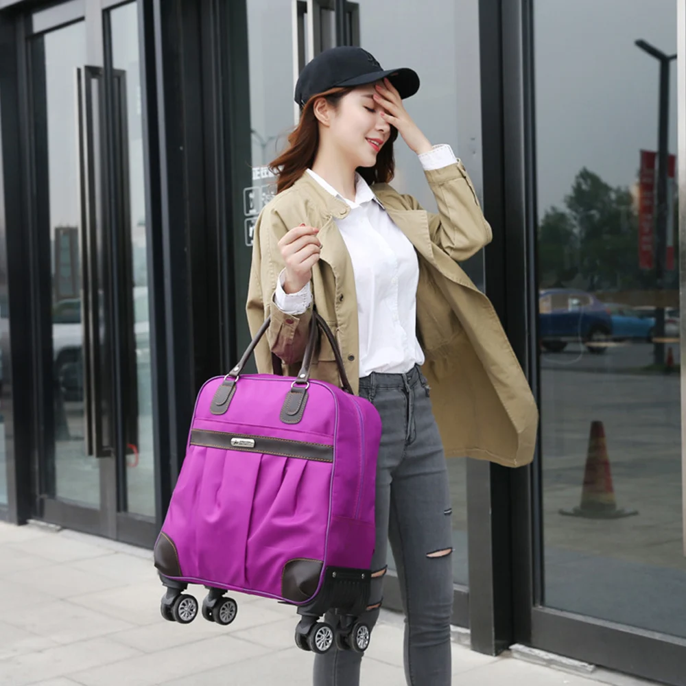 Imagem -03 - Bolsas de Trole de Nylon Impermeáveis para Mulheres Mala de Viagem Feminina com Roda Mão de Mão Malas de Rodas Xa758zc