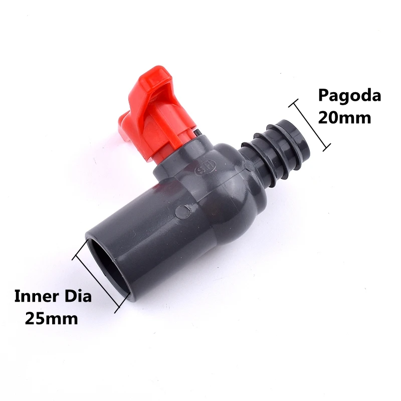 1-20Pcs I.D 25mm PVC Pipe Ball Valve Garden Irrigation Pagoda Valve Fish Tank Aquarium Adapter Tube Hose Globe Valve On Off