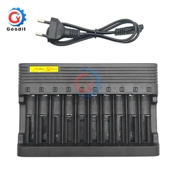 Battery Charger EU US 10slots Smart Lithium Charging 16340 14500 18650 18500 USB Output Li-ion Rechargeable Battery Charger Wire