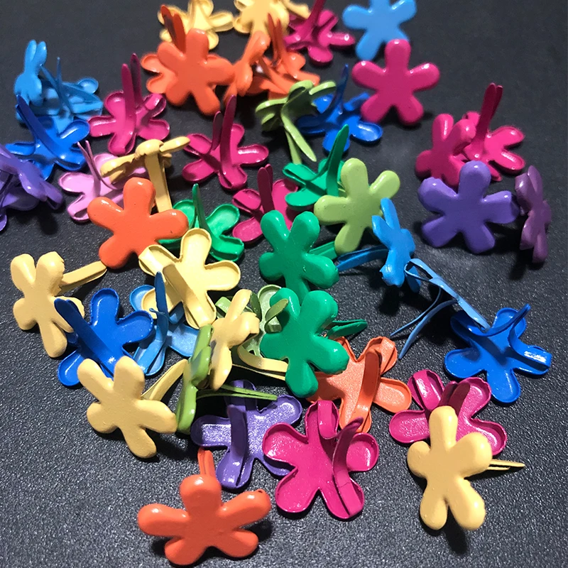 Colorful Flower Metal Fixing Brads Scrapbooking Embellishment Brads Fastener Kids DIY Handmade Paper Crafts Accessories