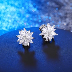 Trendy Luxury Cubic Zircon Crystal Sun Flowers Clip On Earrings Without Piercing for Women Wedding Party Brincos oorbellen 2023